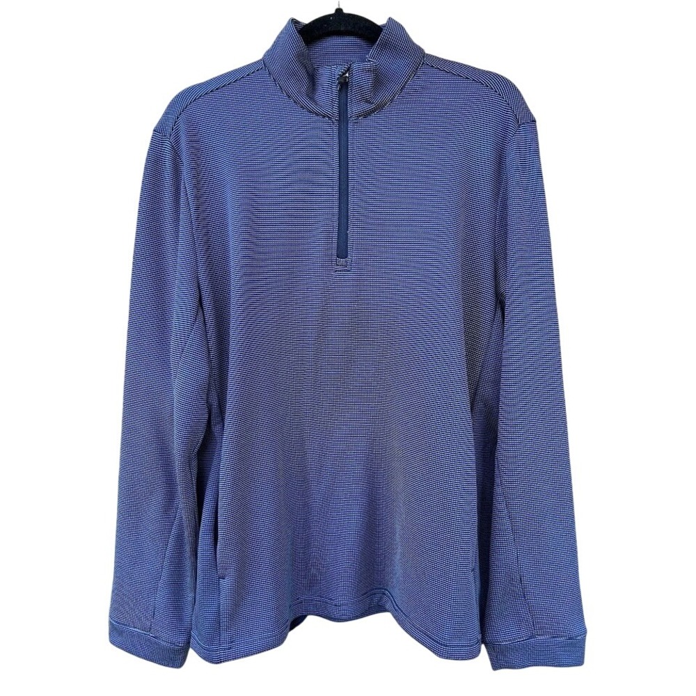 Ben Hogan Men's Blue Long Sleeve Micro Jacquard 1/4 Zip Golf Sweater Medium